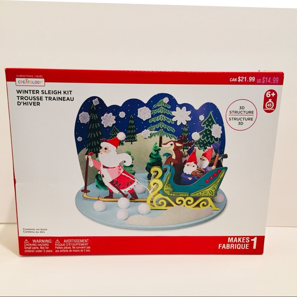 Children’s craft winter sleigh kit foam pompoms 6+